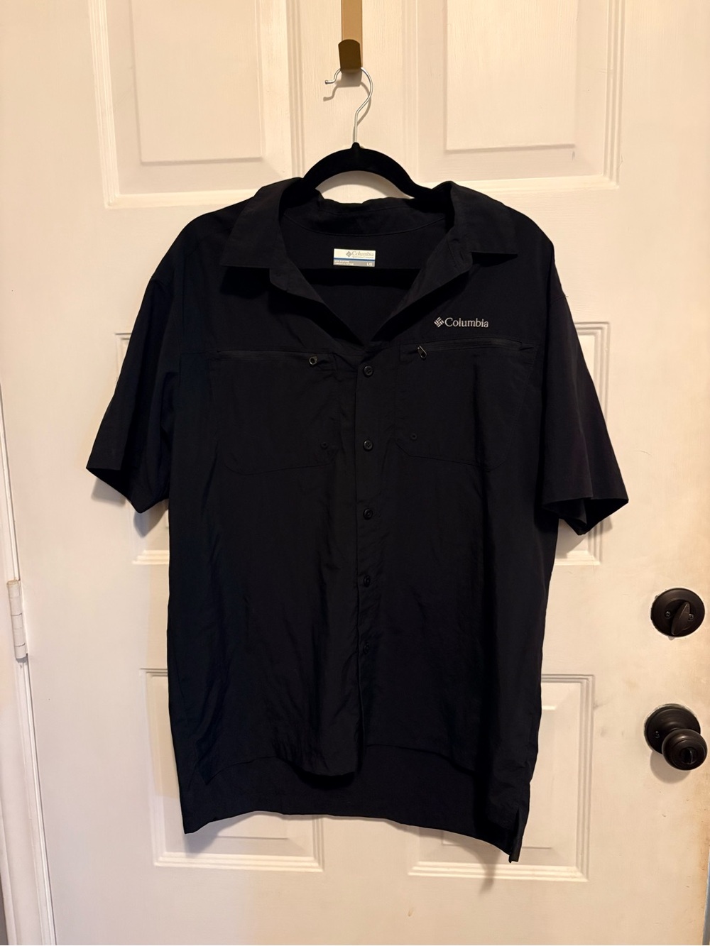 Columbia Mountaindale Men’s Shirt L Black Hiking Fishing UPF Quick-Dry